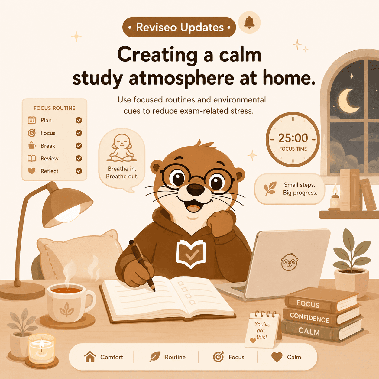 Creating a calm study atmosphere at home.